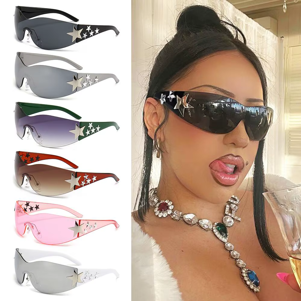 Y2k Star Decor Gafas de Pesca Polarizadas Montura Envuelta - imagen 2