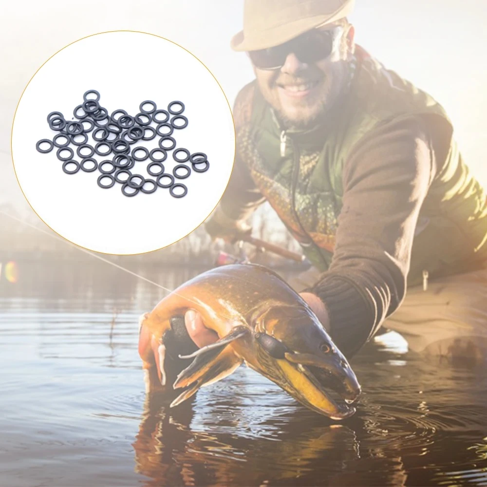 Lote de 50 anillos giratorios redondos de acero inoxidable para pesca de carpa
