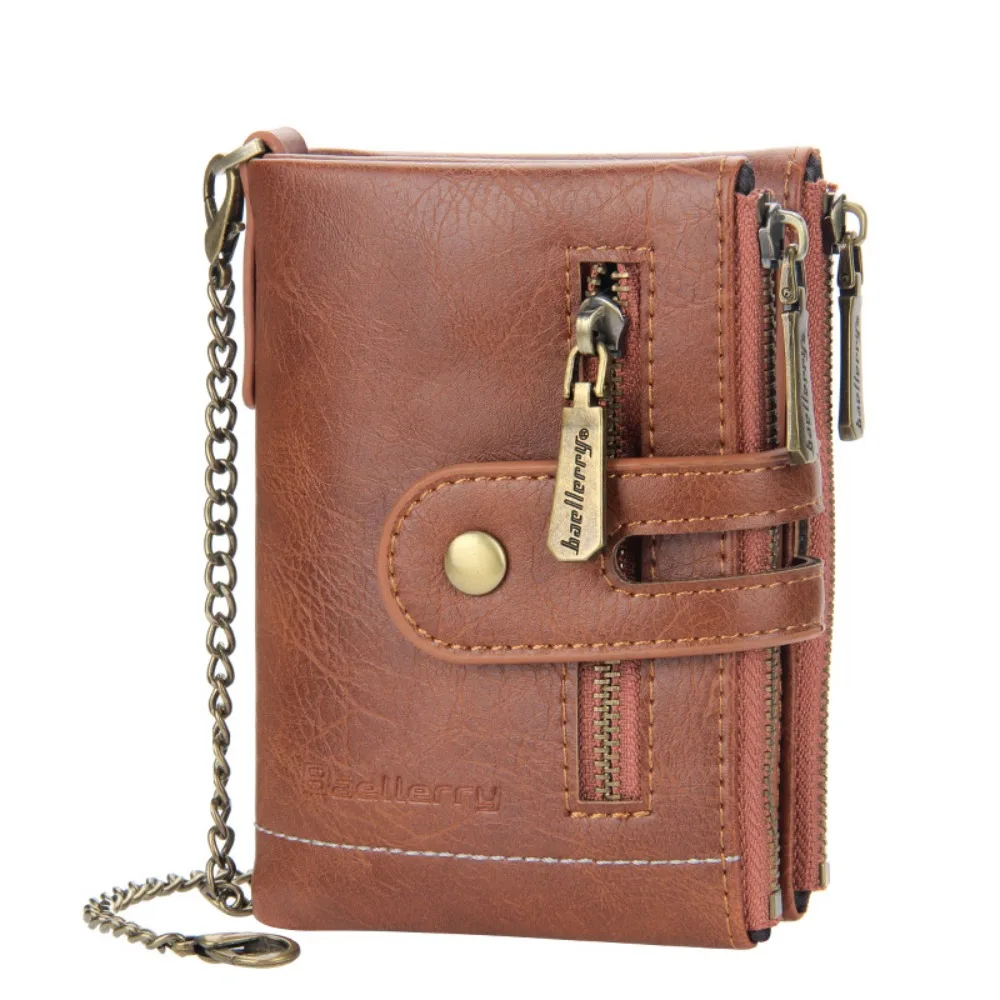 Cartera de cuero para hombre con doble cremallera y monedero - imagen 3