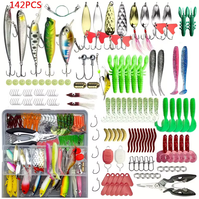 Kit Completo de Señuelos para Pesca – Mix Blandos, Minnow y Popper Agua Dulce