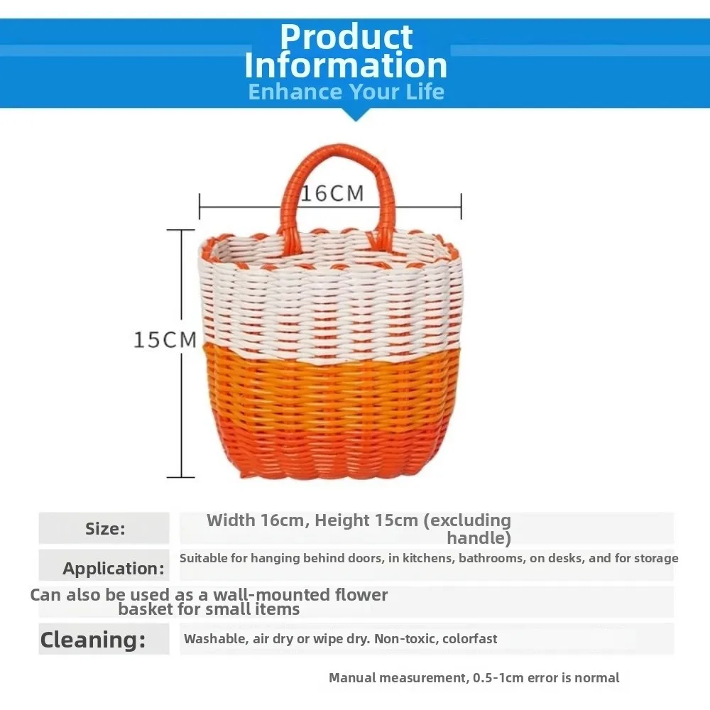 Cesta de mimbre tejida a mano de almacenamiento para picnic jardín - imagen 4