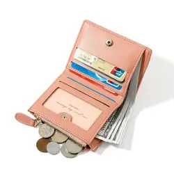 Cartera de cuero PU para niñas con cierre, monedero y ranuras