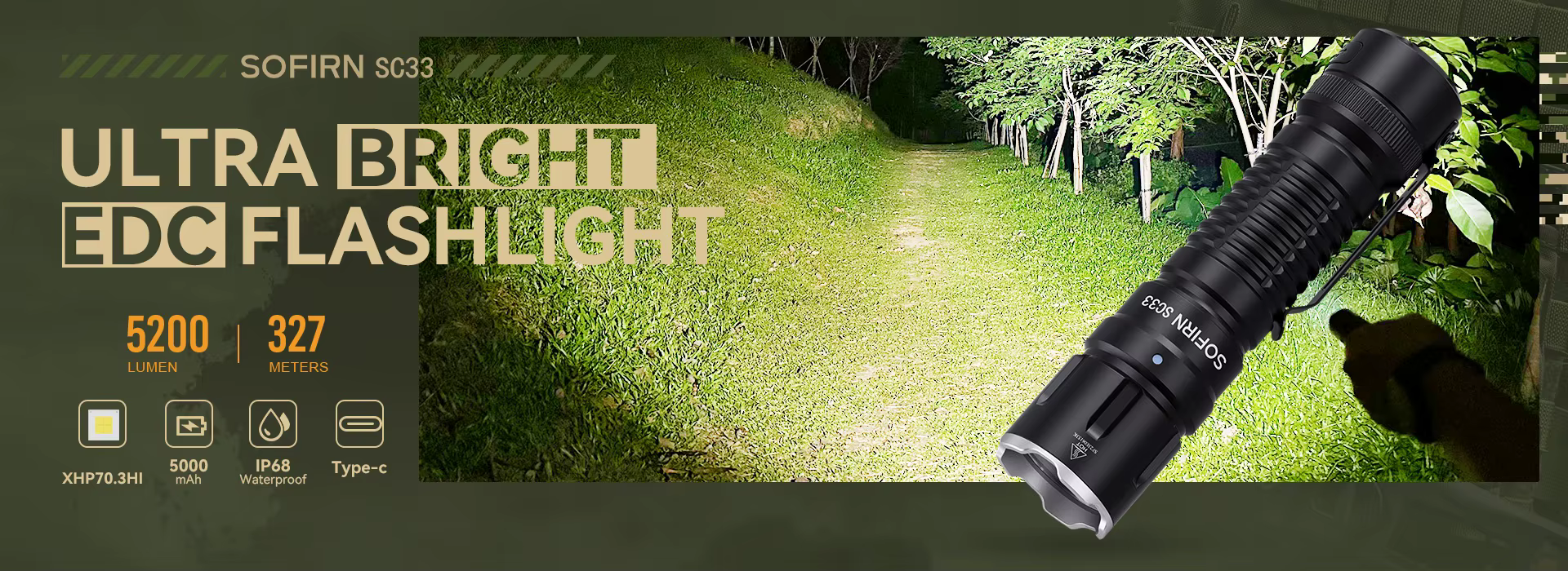 Linterna táctica Sofirn SC33 con LED XHP70.3 HI