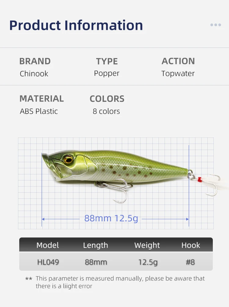 Popper topwater para pesca a superficie