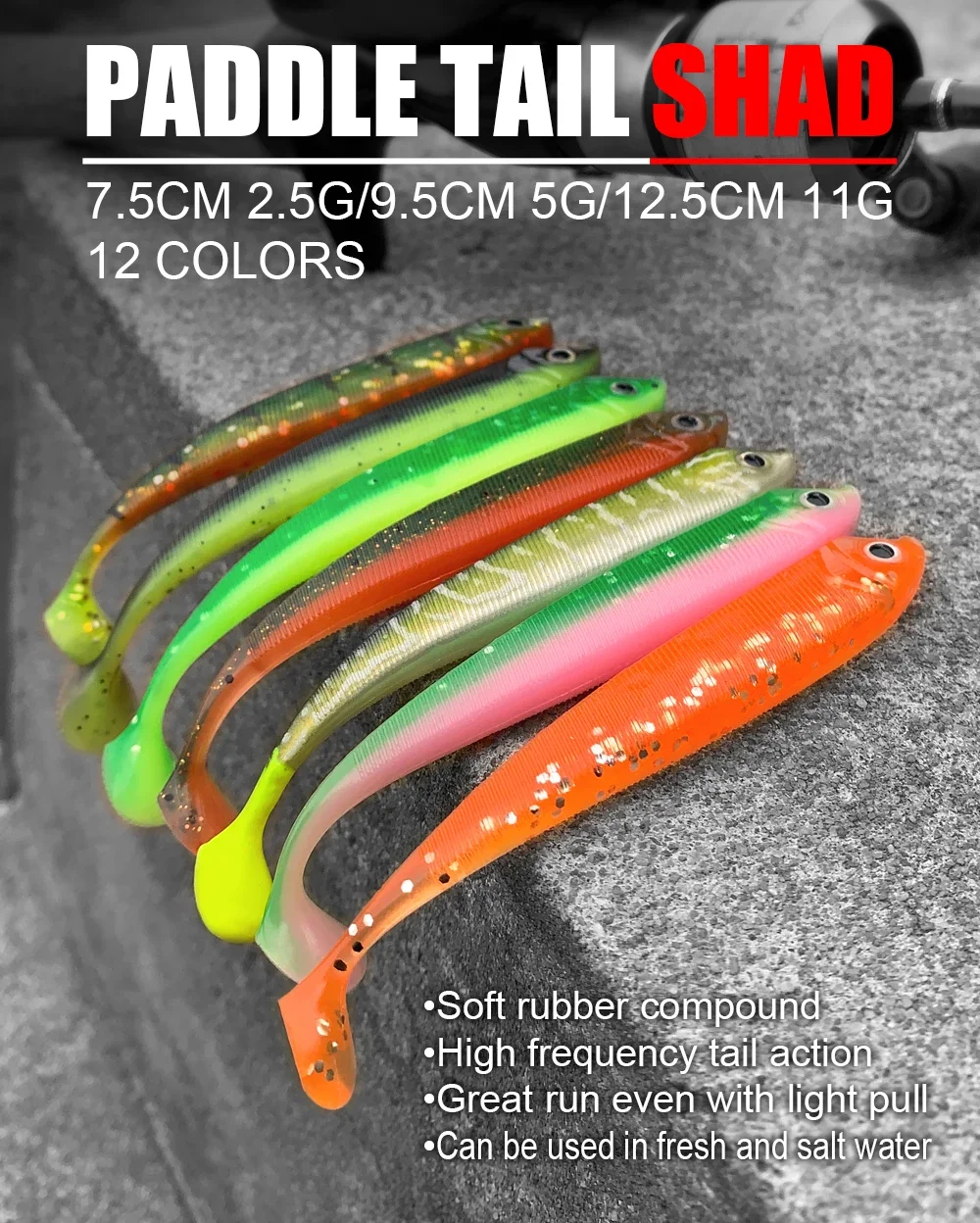 Señuelo Spinpoler swimbait cola en T vista lateral