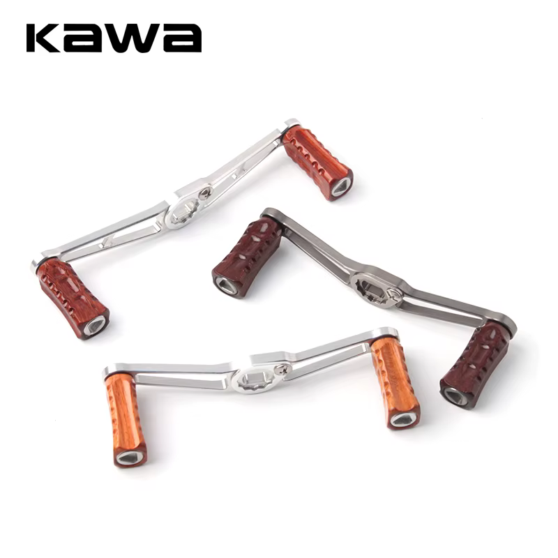 Manivela Kawa aluminio y madera para carrete de pesca - imagen 3