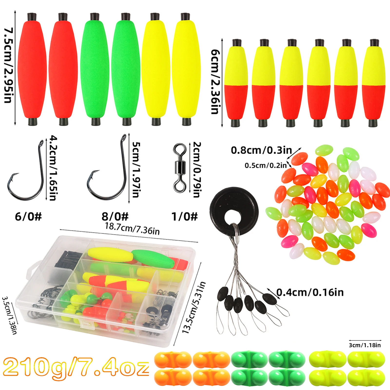 Kit de flotadores con cuentas y bobbers de espuma para pesca - imagen 4