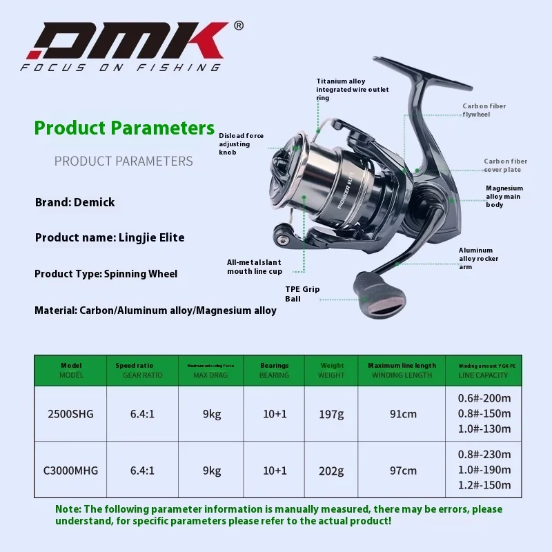Carretes giratorios DMK Pioneer Elite 6,4:1 aleación magnesio 9 kg - imagen 4