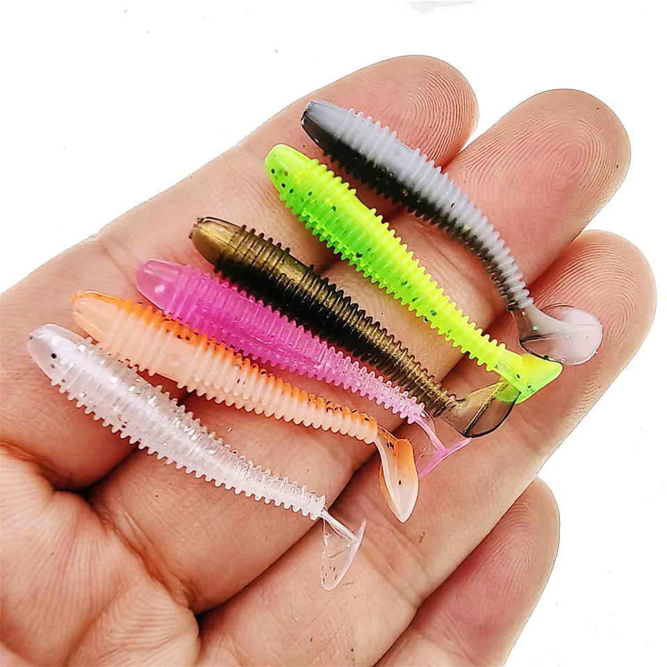 Mukun Micro Señuelo Blando Cola en T – Vinilo 3,5-5 cm para Lucio - imagen 5