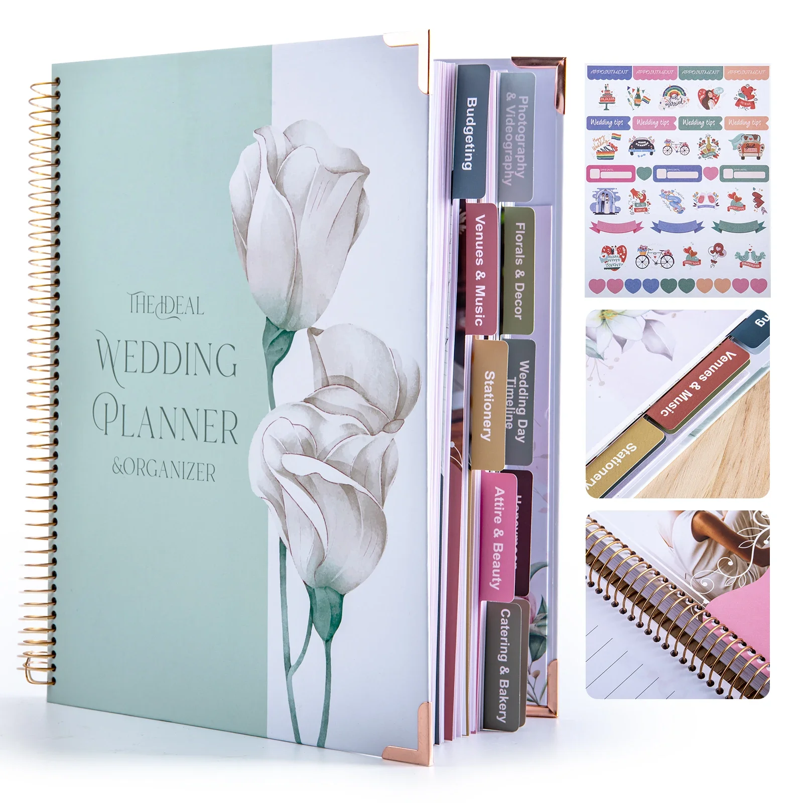 Agenda de boda de tapa dura premium con diseño de portada