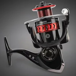 Maneta carrete pesca TB imitación madera – Negro brillo y rojo