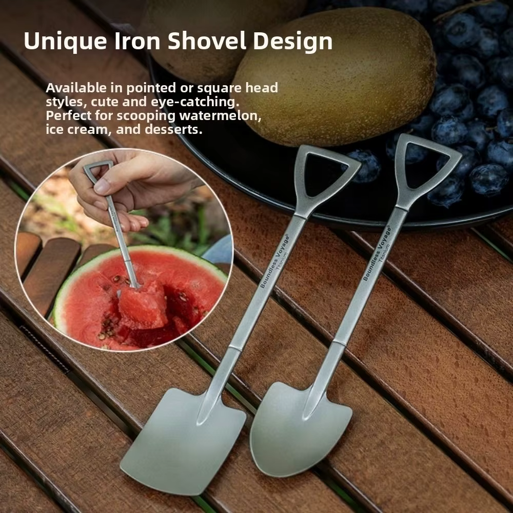 Cubiertos de titanio ultraligeros para camping: cuchara y tenedor - imagen 4