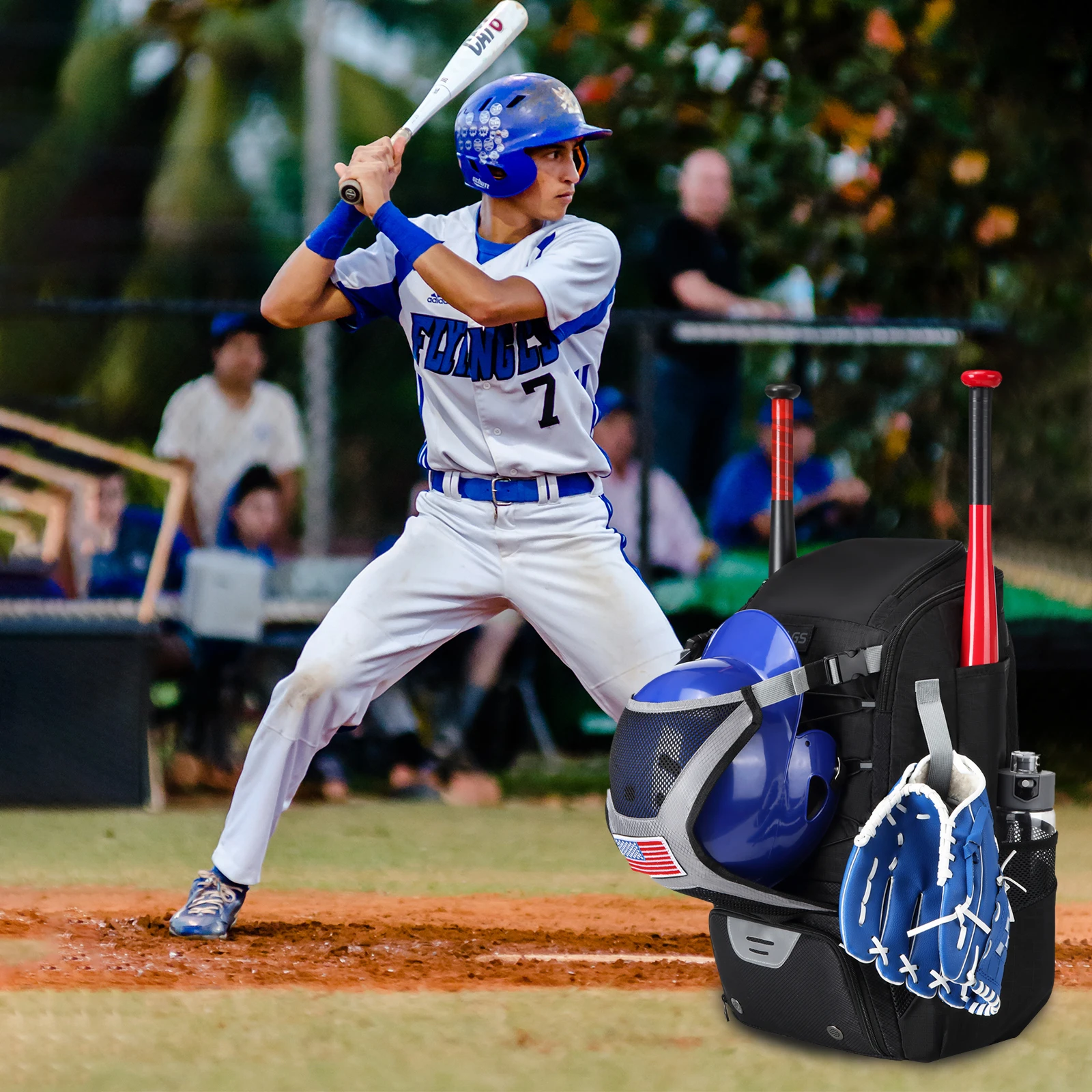 Mochila de béisbol y sóftbol con compartimento para calzado