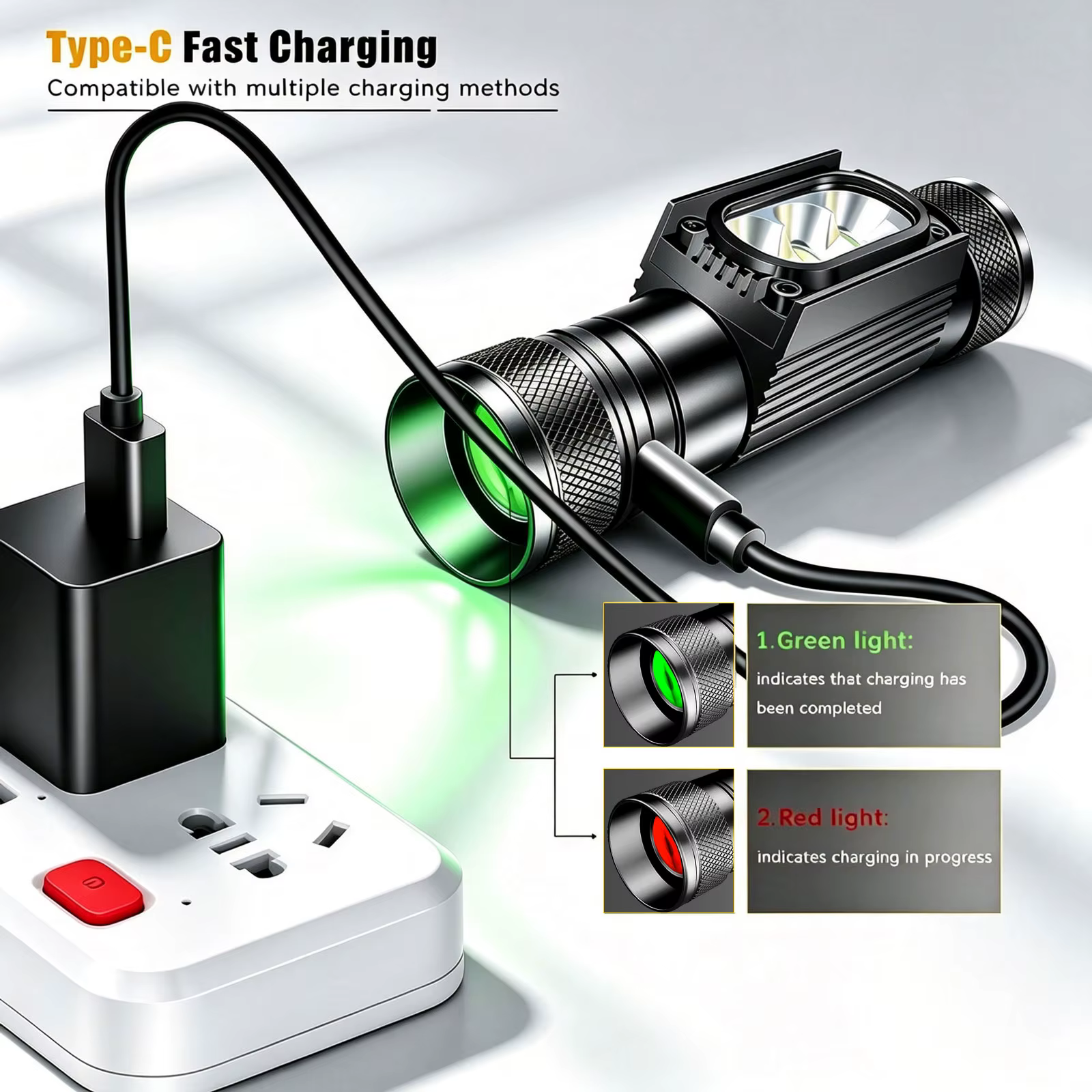 Faro LED pesca nocturna mini - linterna frontal USB de alta potencia