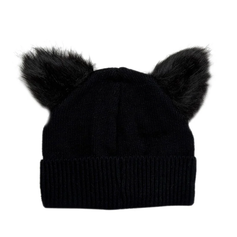 Gorro de invierno para mujer lana orejas gato visón sintético - imagen 5