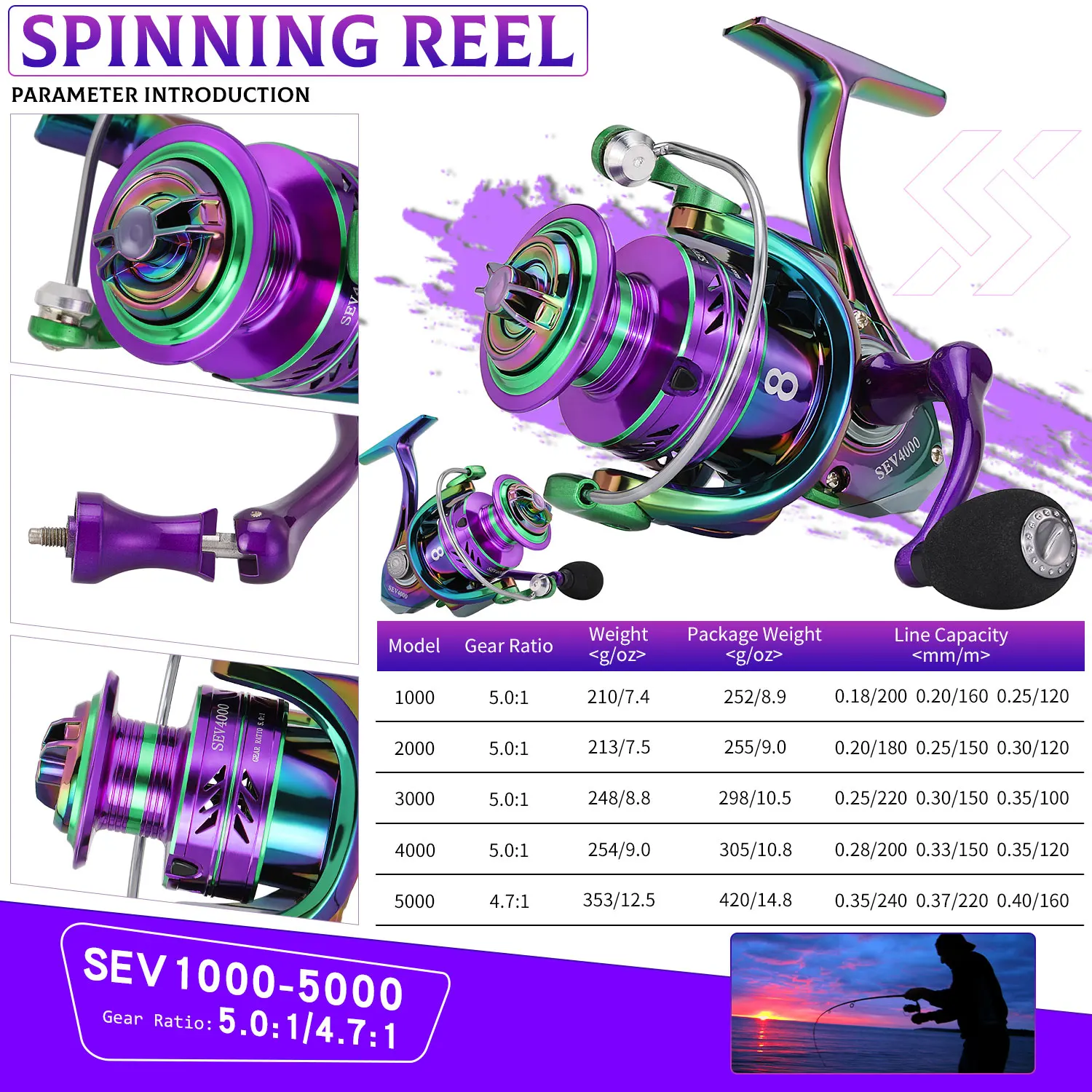 Carrete Spinning Sougayilang – Mango EVA para agua dulce - imagen 4