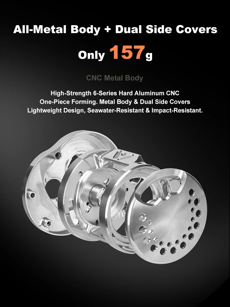 Carrete baitcasting ultraligero BFS CNC de aluminio, resistente mar - imagen 4