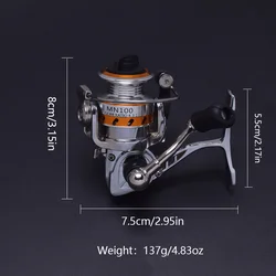 Microcarrete Metal Relación 4.3:1 – Manivela Ligera para Hielo y Señuelos