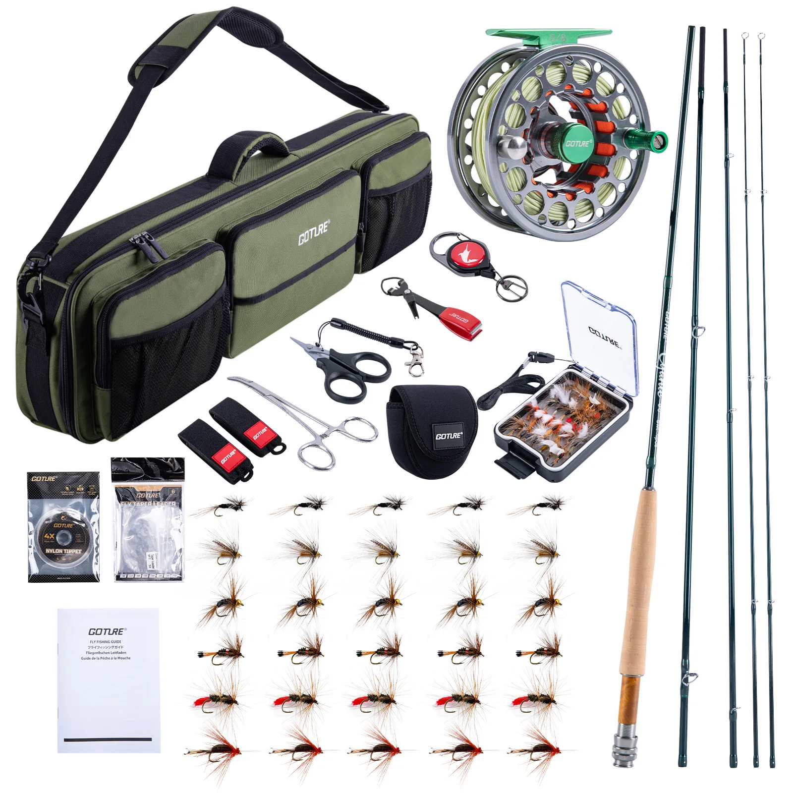 Goture combo caña y carrete de mosca – juego completo con moscas atadas - imagen 2