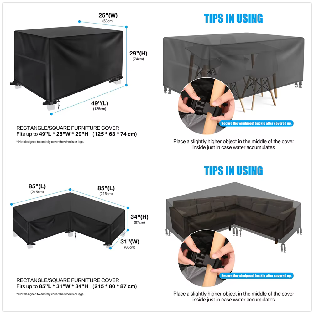 Cubierta para muebles de jardín 600D Oxford Impermeable y UV - imagen 3