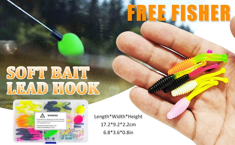 Kit de señuelos blandos FREE FISHER con caja