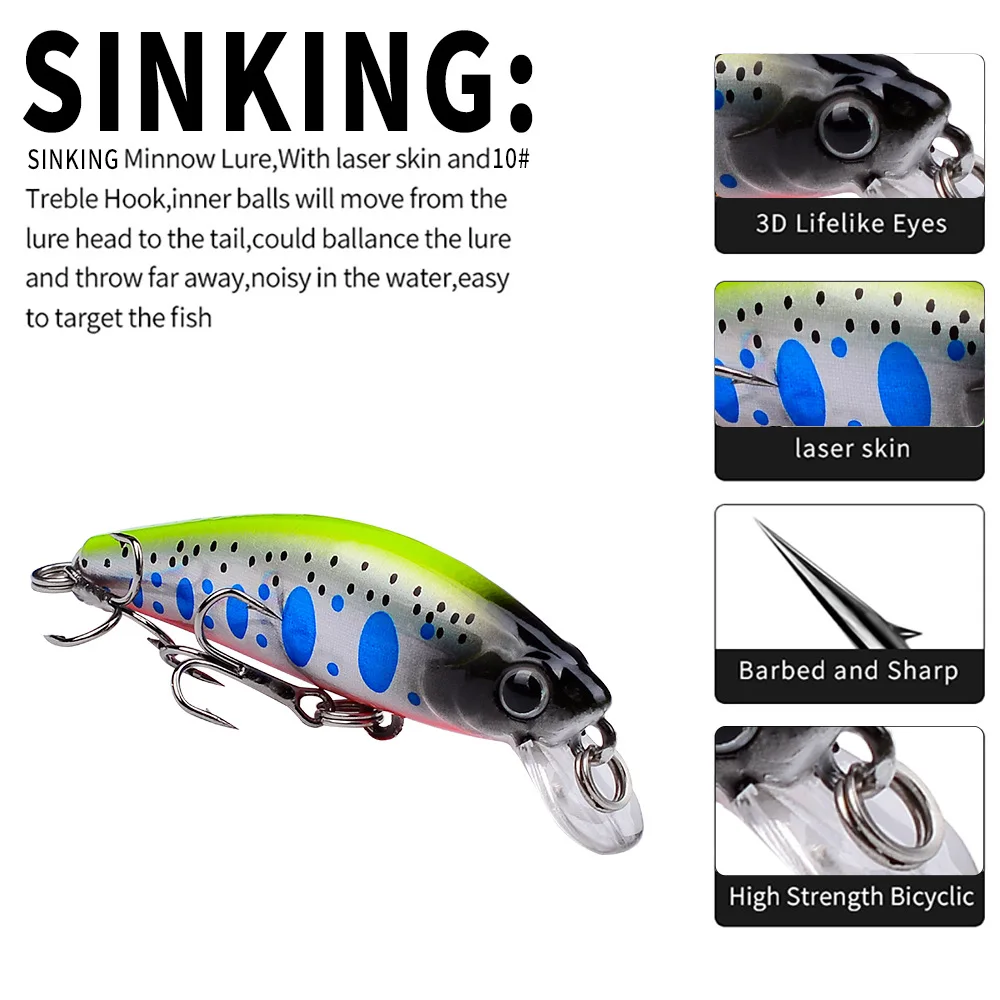 Wobler minnow hundido para trucha jerkbait y crank - imagen 3