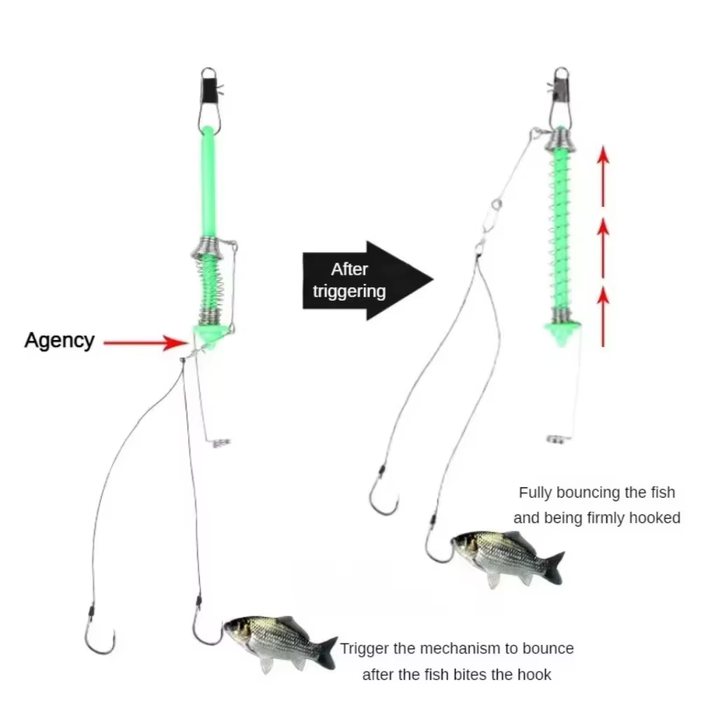 Clavador automático de pesca con soporte para cebo y resorte - imagen 2