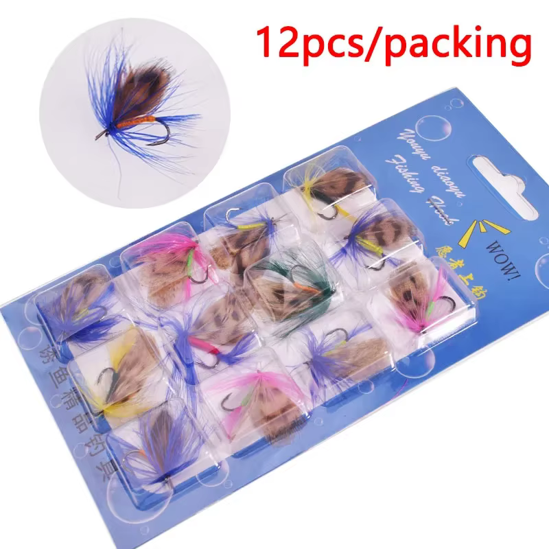 Señuelos de mosca artificial con plumas - anzuelos triples para carpa