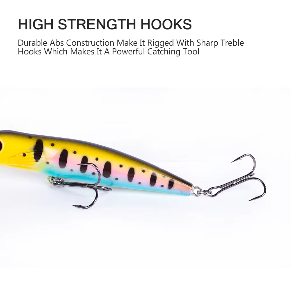 Hanlin Minnow Jerkbait Señuelo flotante duro para lucio musky lubina - imagen 4