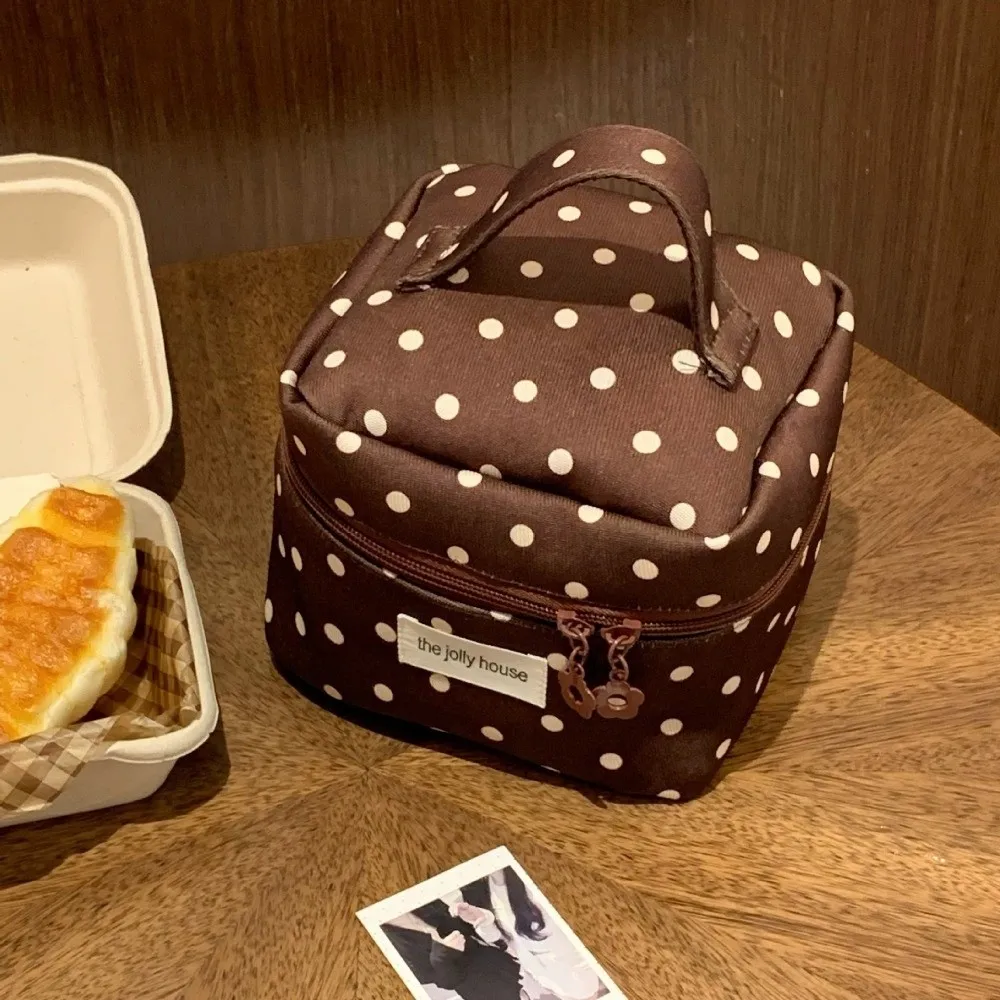 Bolsa de cosméticos portátil con diseño de lunares