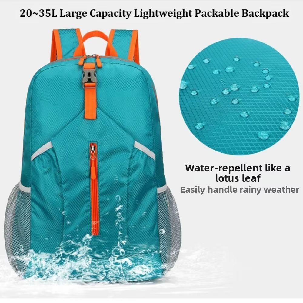 Mochila Plegable 20~35L Impermeable – Ultraligera para Viajes y Outdoor