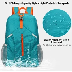 Mochila Plegable 20~35L Impermeable – Ultraligera para Viajes y Outdoor