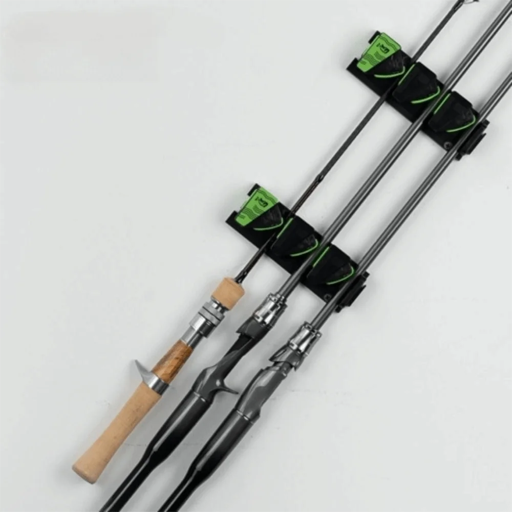 Soporte de pared para cañas de pescar de plástico resistente Negro/Verde - imagen 2