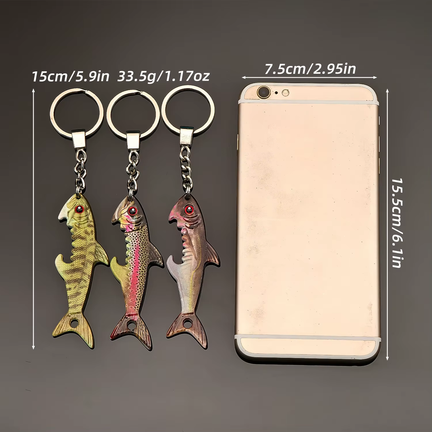 ANFS Llavero trucha arcoíris abrebotellas para pescadores - imagen 5