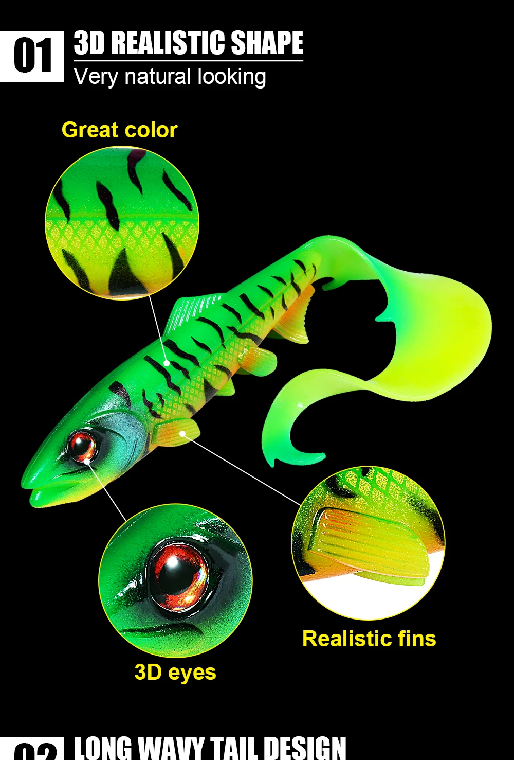 Swimbait PVC con ojos 3D