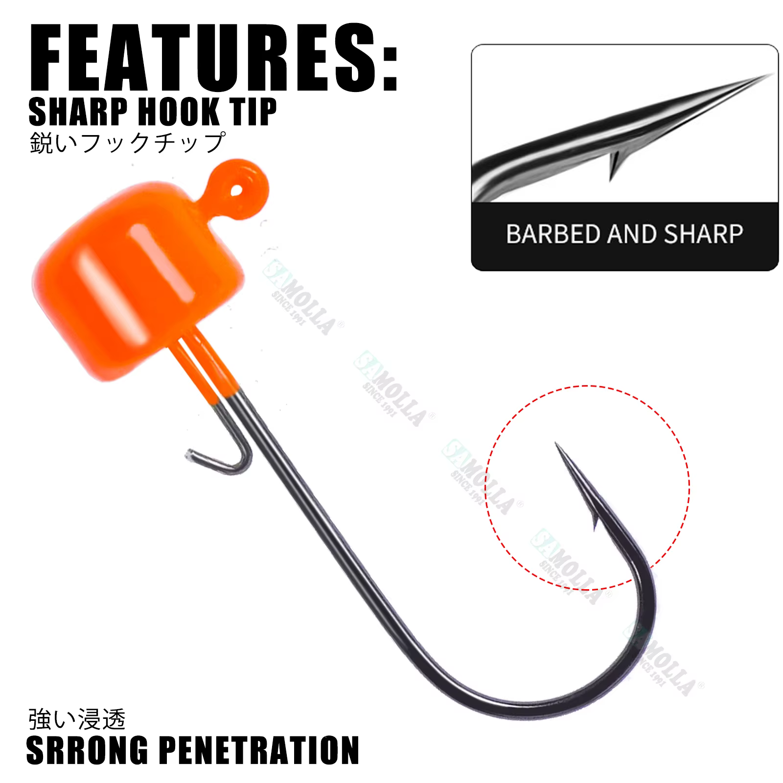 Anzuelo Ned Rig Jig Head BKK Tumbler – Para vinilo de bass y trucha - imagen 3