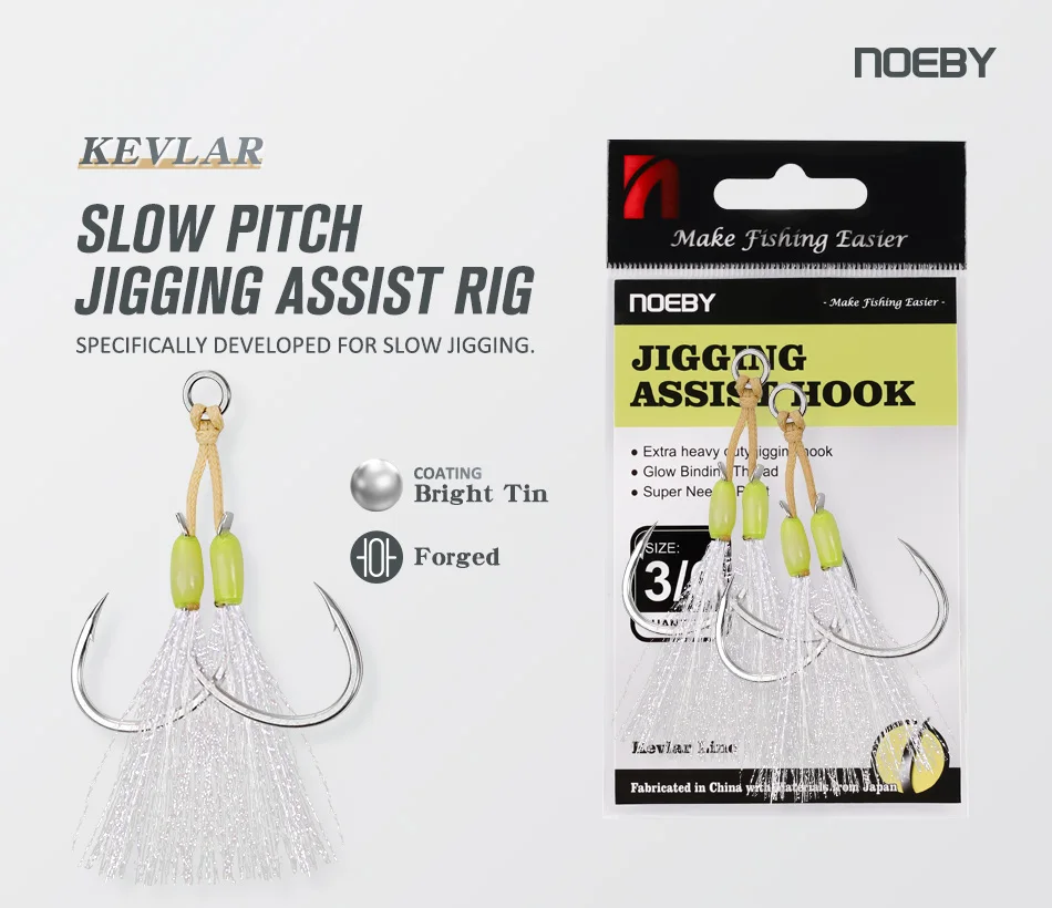 Anzuelos Noeby para jigging lento con recubrimiento brillante