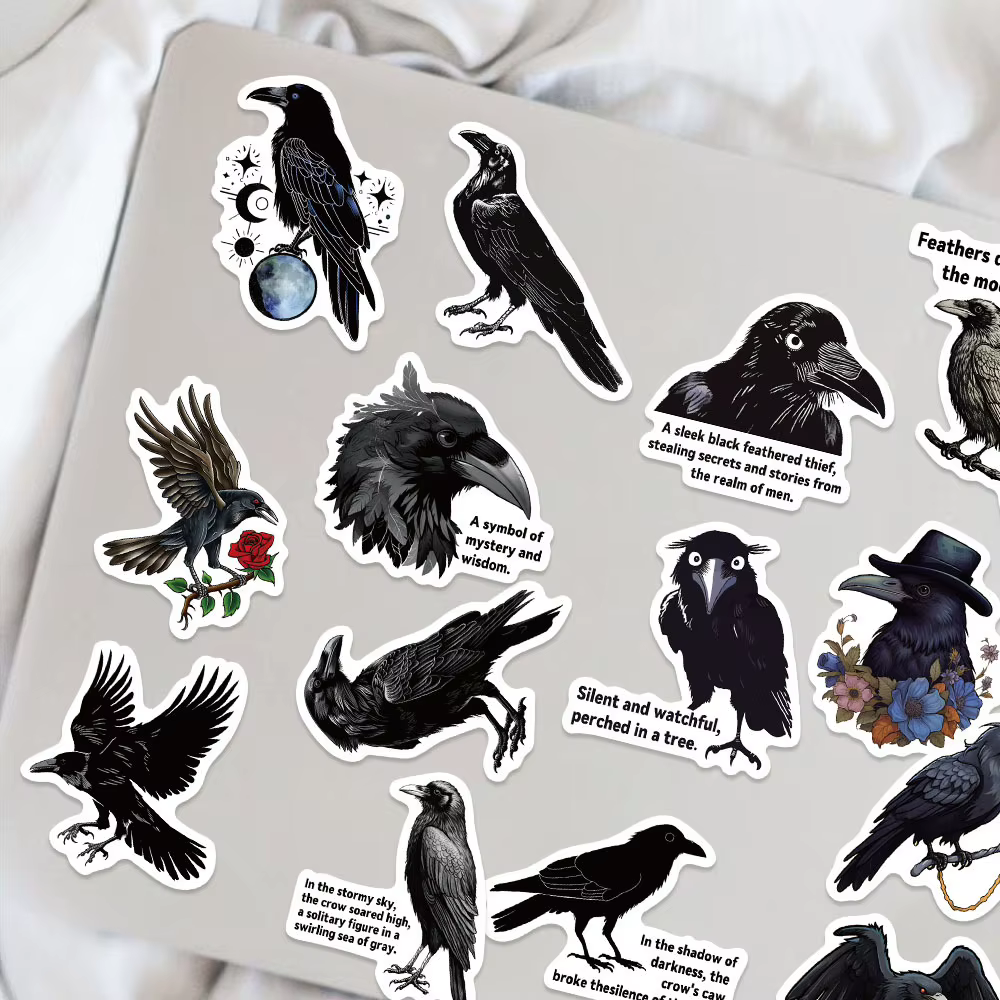 Pegatinas impermeables Cuervo Negro – Diseño graffiti para móvil y portátil - imagen 5