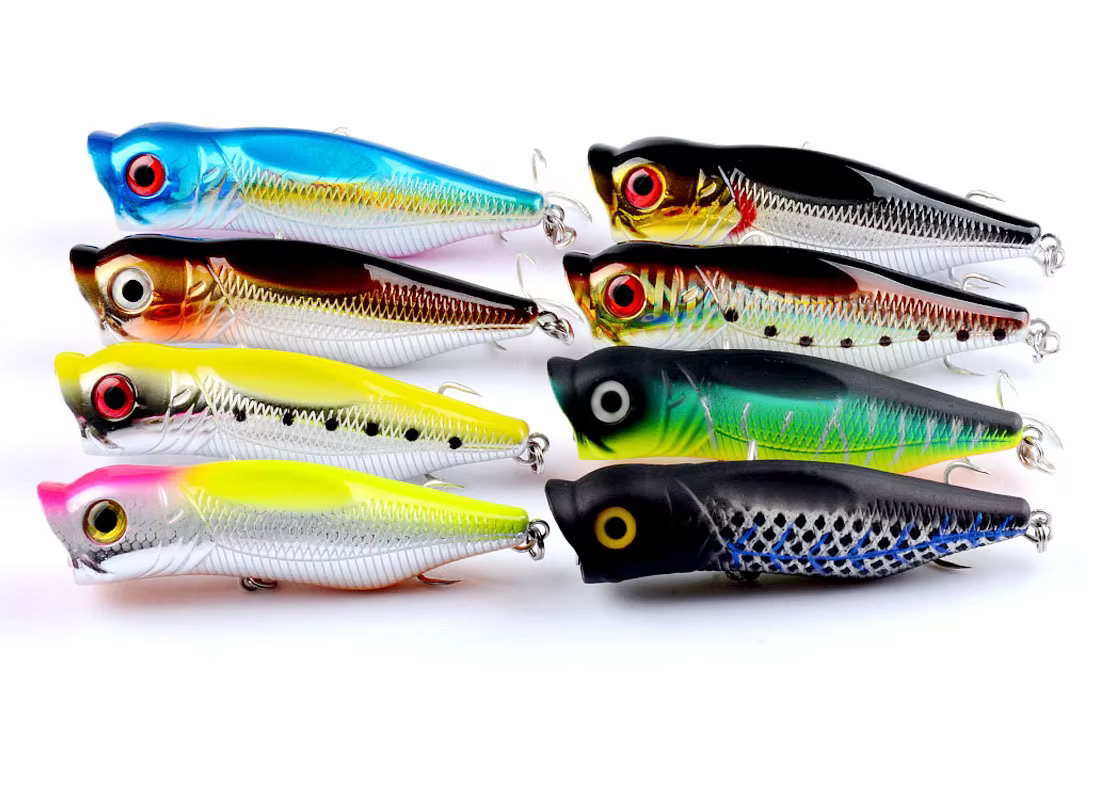 Popper flotante duro con anzuelos – Señuelo artificial para pesca - imagen 4