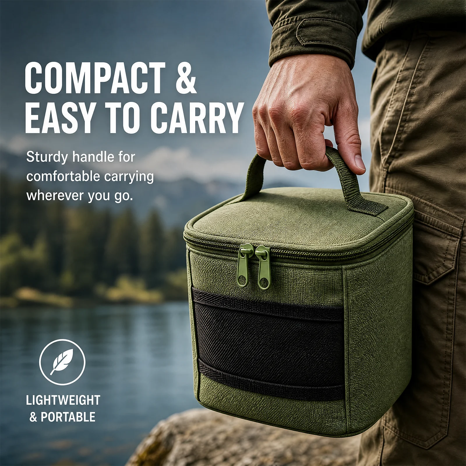 Anglin bolsa verde para aparejos de carpa con compartimentos y asas - imagen 5