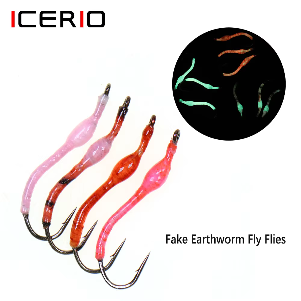 ICERIO Squirmy Worm luminosa – Mosca artificial epoxi para trucha - imagen 5