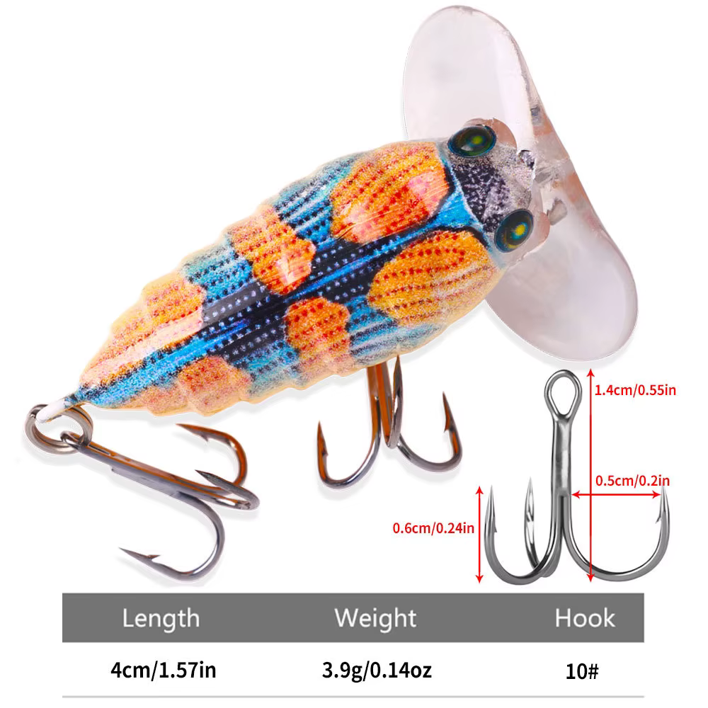 Señuelo Popper Cigarra 4 cm - vista frontal