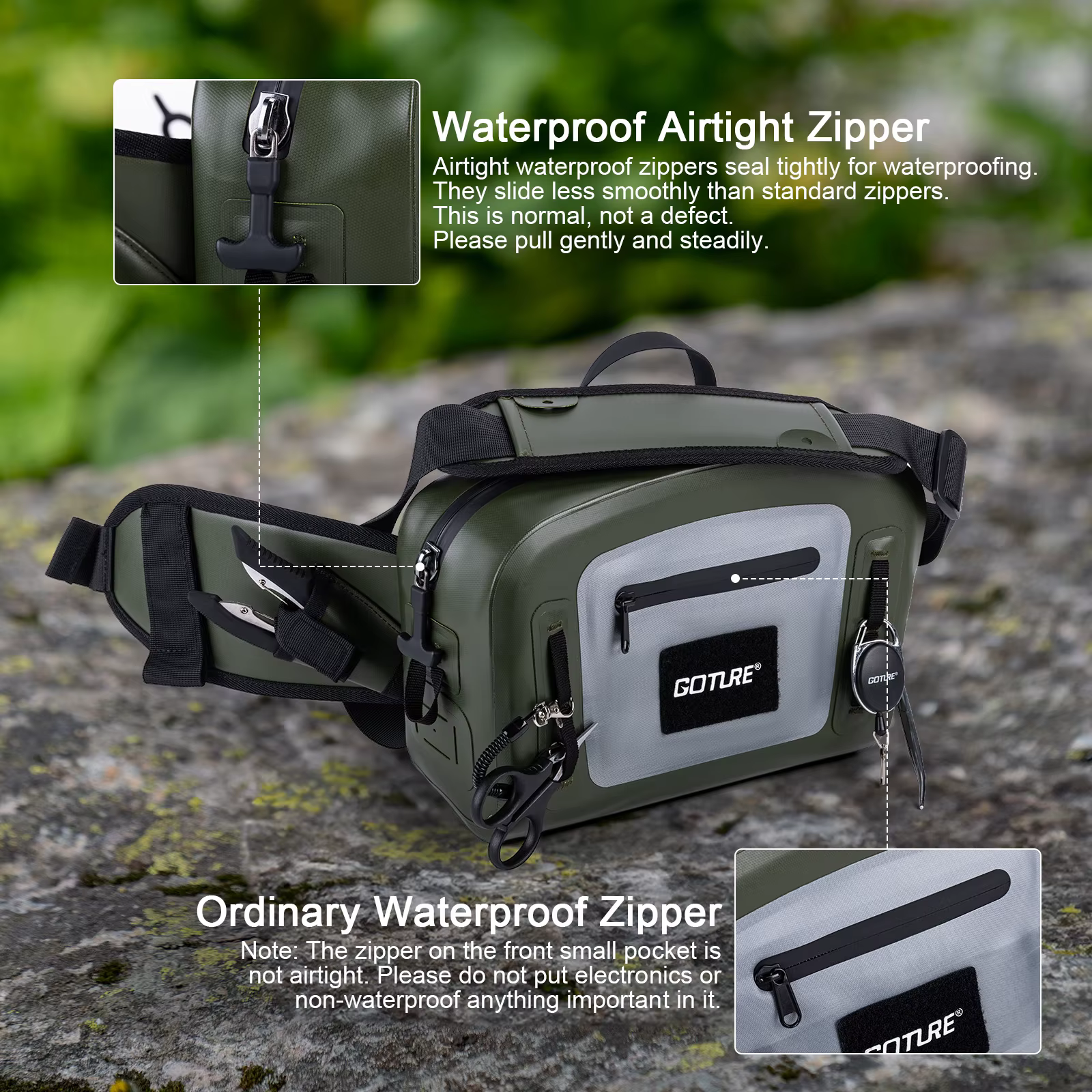 Goture Bolsa Pesca Impermeable con Mosca Cierre Hermético Portátil - imagen 2