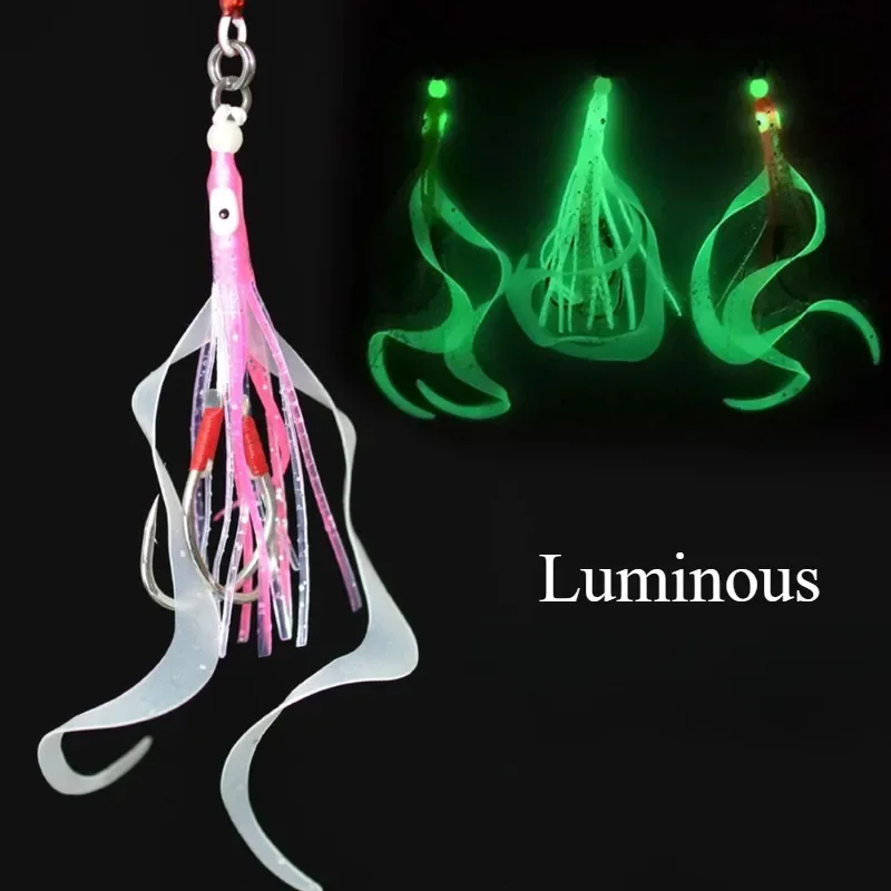 Señuelo de silicona calamar luminosa con anzuelos auxiliares - imagen 5
