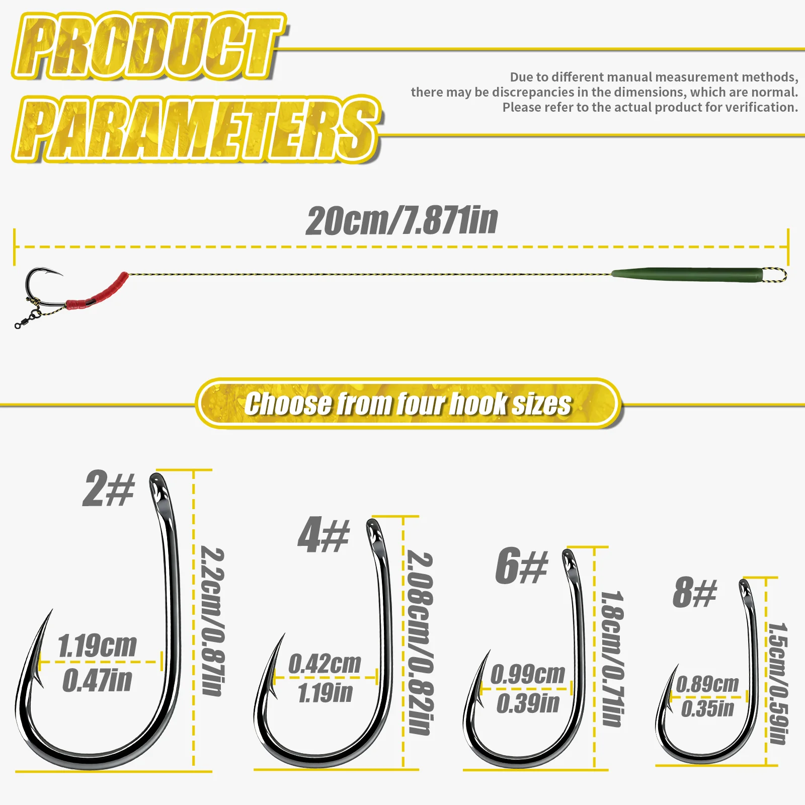 Detalle de anillos QC y topes de cebo