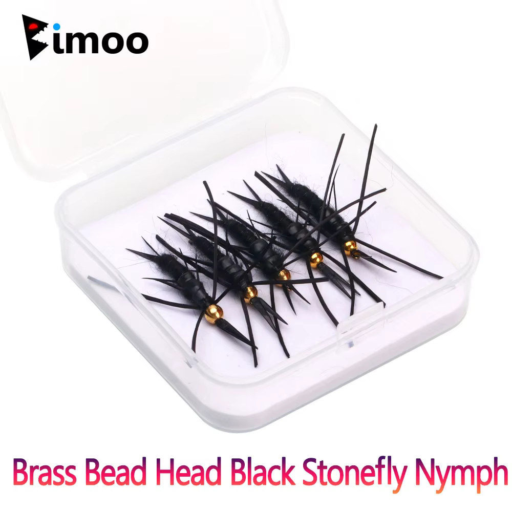 Bimoo #8 Ninfa Bead Head Stonefly – Cobre, hundimiento rápido, púas