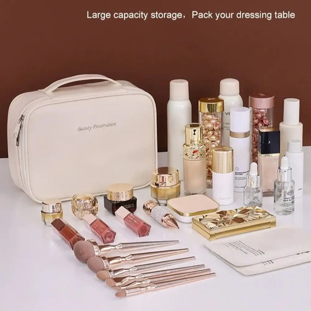 Bolsa de cosméticos impermeable doble capa con cierre y gran capacidad - imagen 4