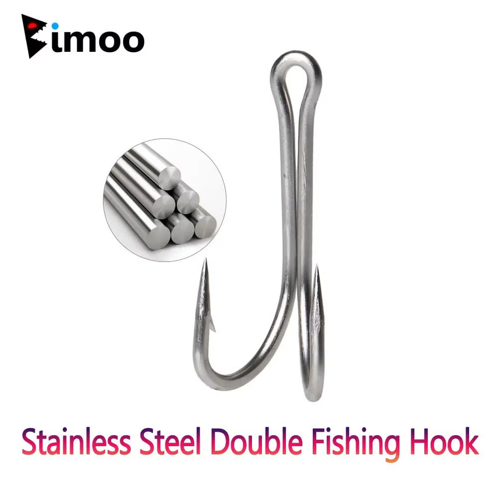 Bimoo anzuelo doble acero inoxidable para vinilo agua salada