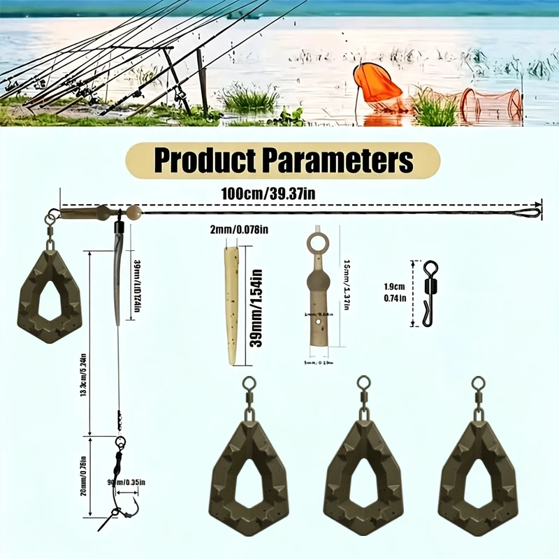 Aparejos para carpa con plomos camuflaje diamante y anzuelos - imagen 3