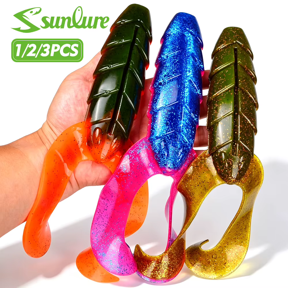 Vinilos dobles cola en Y Sunlure acanalados para pesca en agua salada - imagen 5